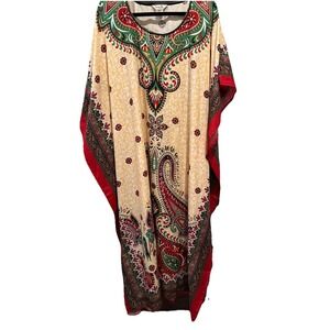 Gypsie Blu Live To Be Free One Size Multicolor Mix‎ Print Maxi Long Kaftan Dress